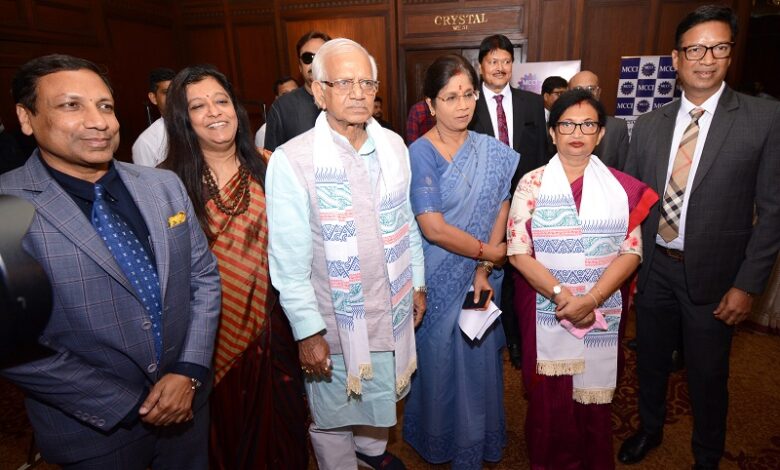 ( L to R) Lalit Beriwala, Sr. Vice President, Priti A Sureka, Vice President, MCCI , Sobhandeb Chattopadhyay, Hon’ble Minister of Agriculture & Parliamentary Affairs, Dr. Shashi Panja, Hon’ble Minister of Industry, Commerce & Enterprises, Public Enterprises & Industrial Reconstruction,  Chandrima Bhattacharya, Hon’ble MOS (IC) of Finance, Govt. of West Bengal and Namit Bajoria, President, MCCI